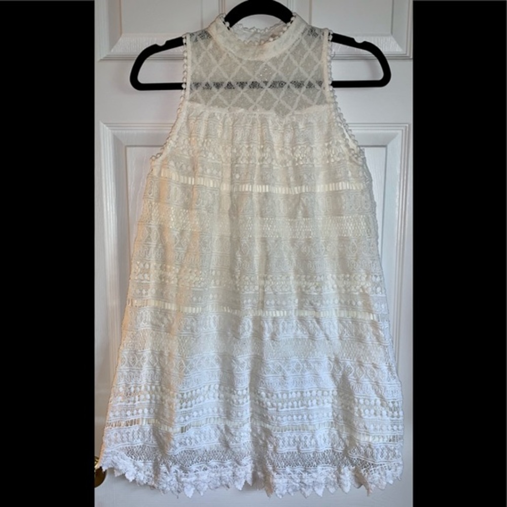 Altar'd State Ivory Lace/crochet Short Boho Dress.